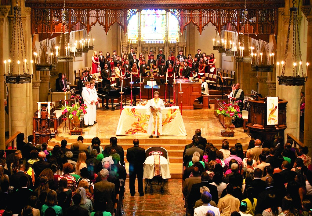 [Javier Galaviz] Family and friends celebrate the life of Justin Carr at All Saints’ Episcopal Church in Pasadena on March 2.