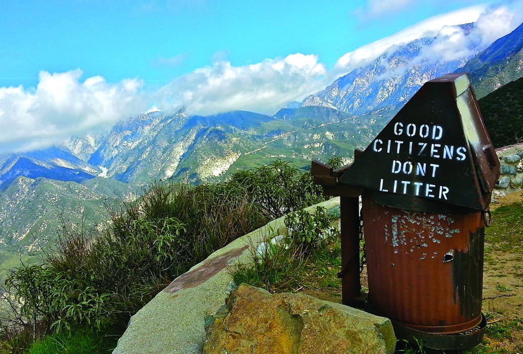 Friendly words of advice from park rangers greet travelers hiking in Azusa Canyon.