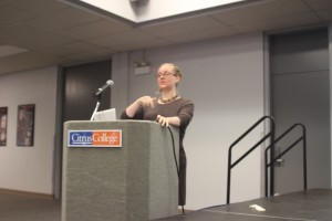 Lisa Wade talks to students about sex gone wrong in her presentation, “The Promises and Perils of Hook-Up Culture.”