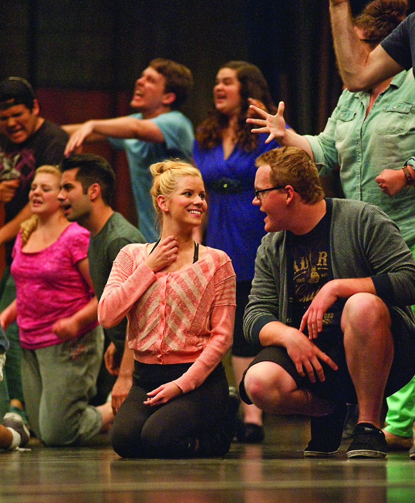 It’s smiles all around between Emma Degerstedt (Elle) and Josh Tangermann (Emmet) during rehearsal for ‘Legally Blonde: The Musical.’ soon to hit the stage. 