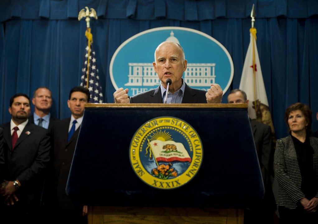 California Gov. Jerry Brown speaks at a press conference on Wednesday, April 24, 2013, in Sacramento, California. Facing resistance at the Capitol to his proposal to overhaul California's school financing formula and to shift more money to poor and English-learning students Brown said "today he considers the matter one of civil rights and will give opponents "the battle of their lives." (Renee C. Byer/Sacramento Bee/MCT)