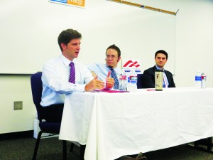 Left to right: Hans Johnson, moderator Dave Milbrandt and Ben Shapiro.