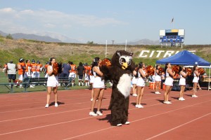 Citrus Cheer Club rallies fan at the Citrus College vs Moorpark football game.